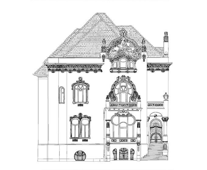 A Kőrössy villa digitalizált homlokzata